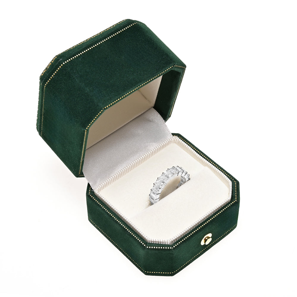 Eternity Ring, Diamond Ring, Memory Ring, Emerald Fancy Cut 5.22Ct