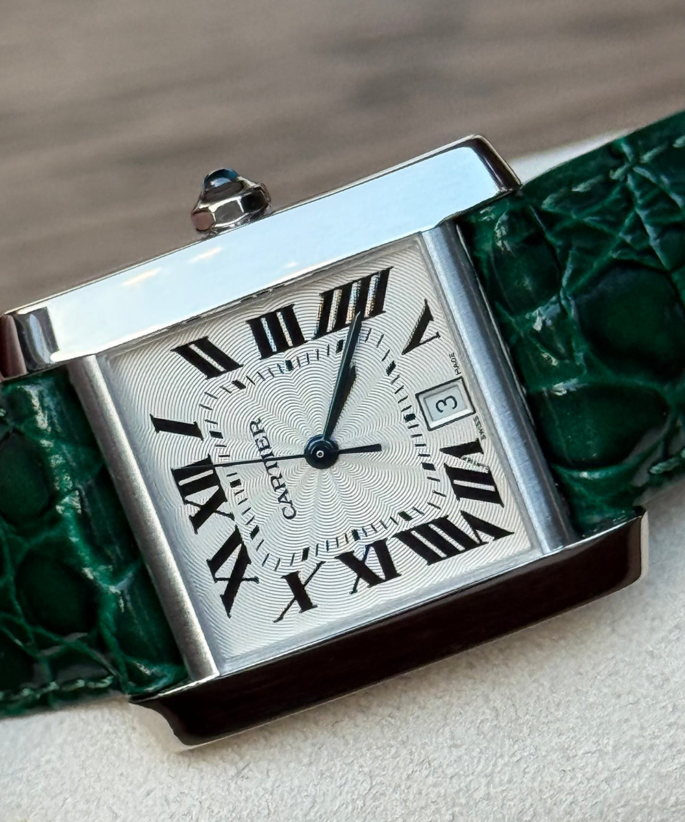 Cartier Tank Française - 18k Top Condition 18kt White gold case + buckle