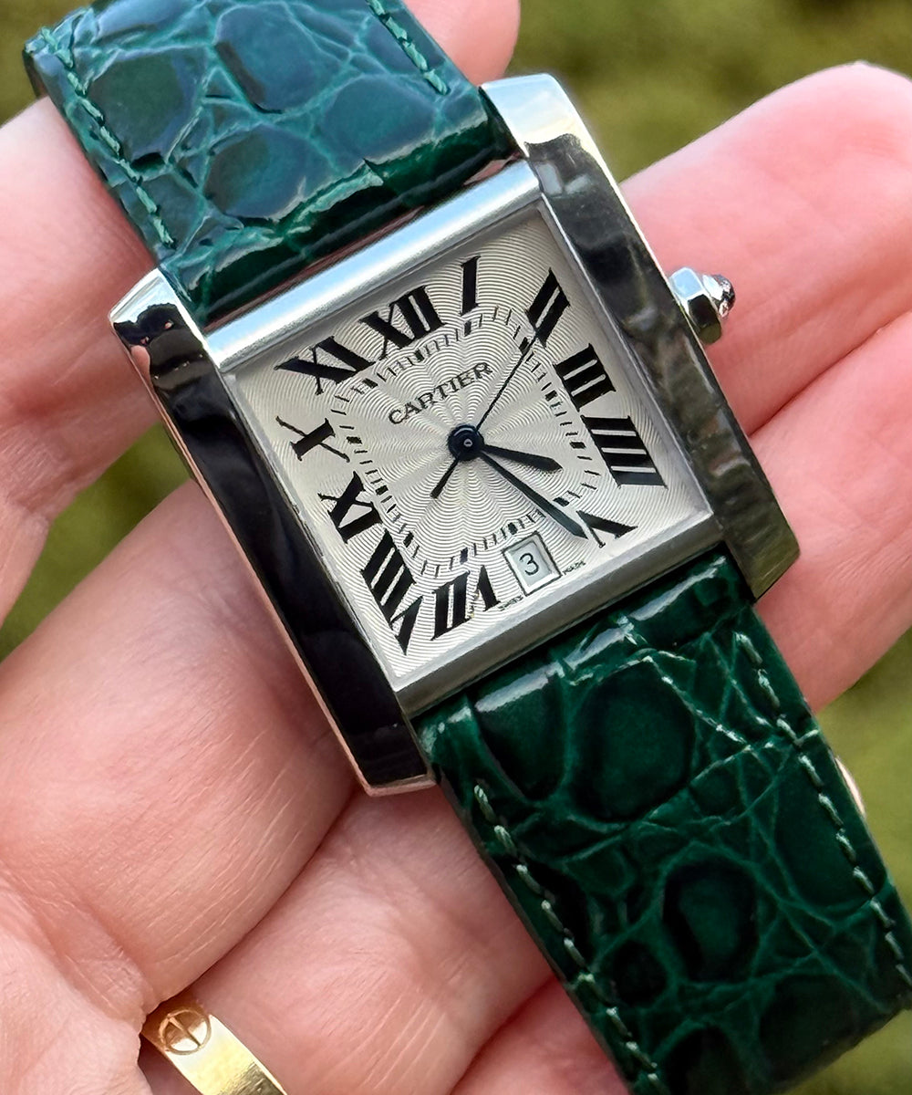 Cartier Tank Française - 2366 - 18k Top Condition 18kt White gold case + buckle