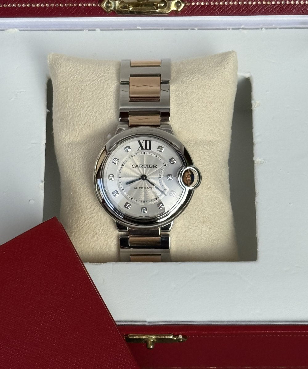 Cartier Ballon Bleu 36mm WE902031 - Rosegold/steel diamond dial - top condition