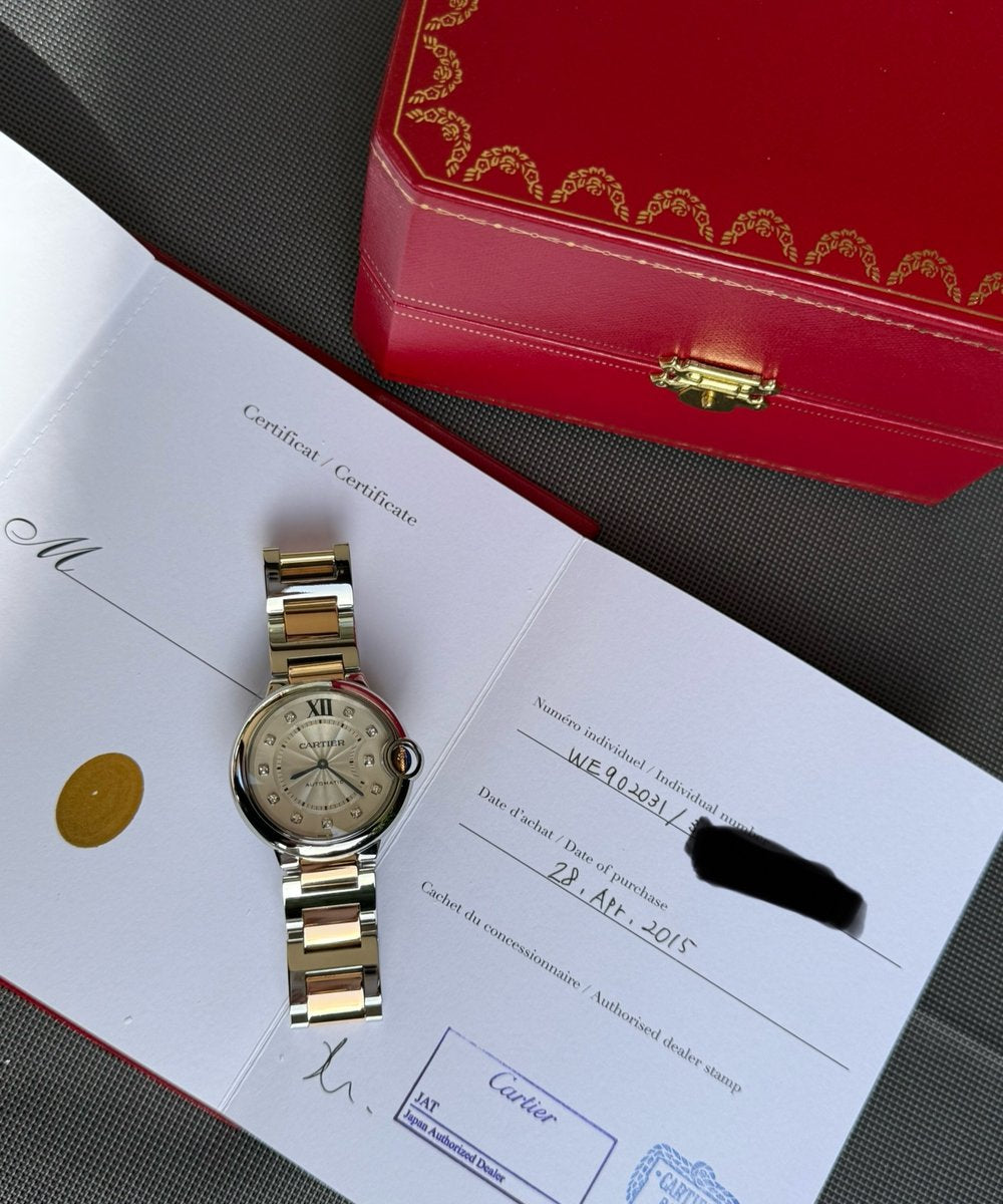 Cartier Ballon Bleu 36mm WE902031 - Rosegold/steel diamond dial - top condition