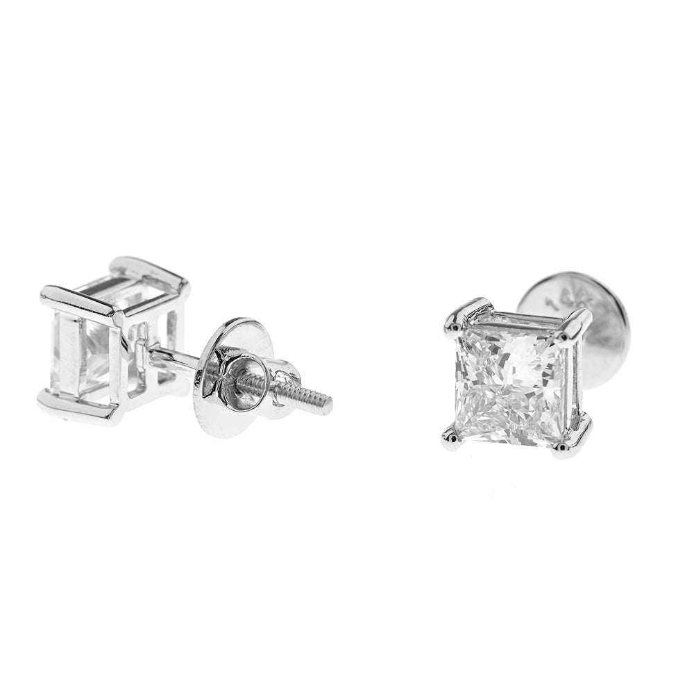 Diamant Ohrstecker, Diamond Earrings, Princess Cut, 2,0ct total