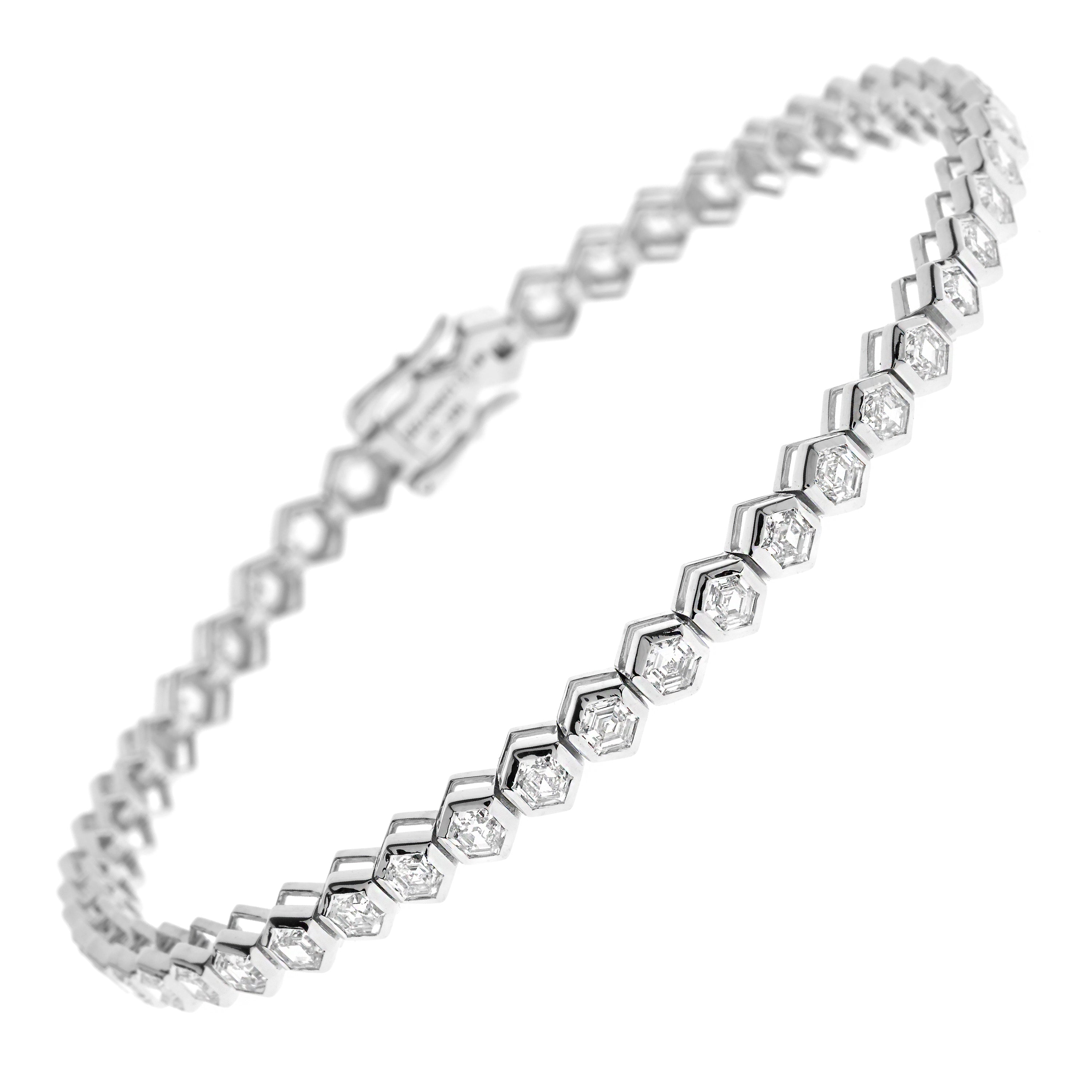 Hexagon Diamantarmband, Tennis Bracelet Hexagon, 5ct