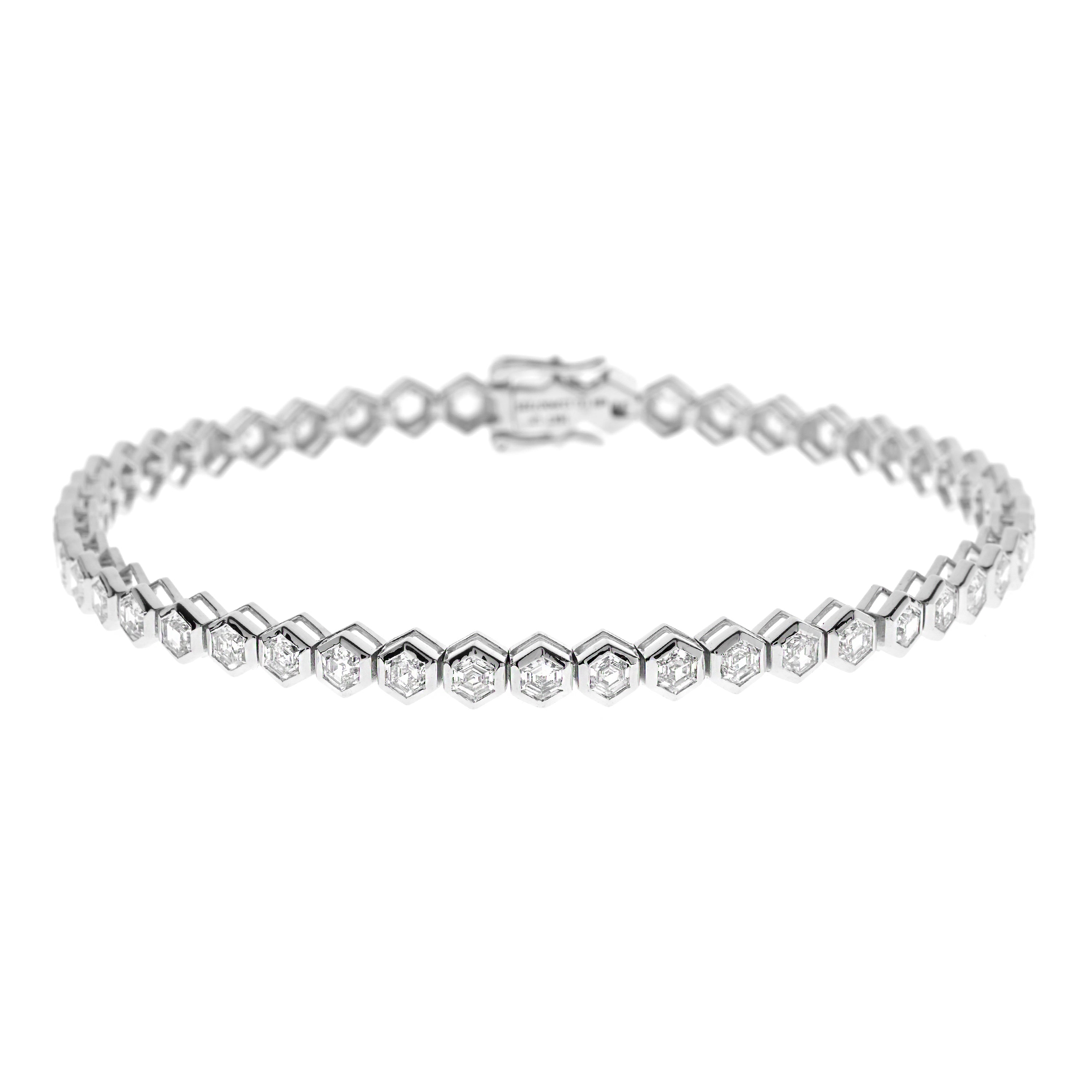 Hexagon Diamantarmband, Tennis Bracelet Hexagon, 5ct