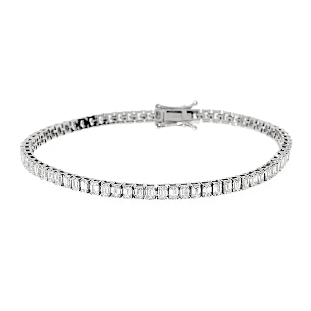 Tennis Bracelet, Diamond Bracelet, Emerald Fancy Cut 6.12Ct