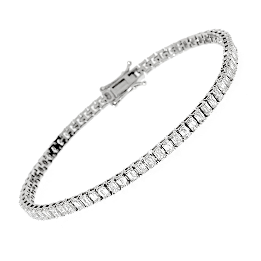 Tennis Bracelet, Diamond Bracelet, Emerald Fancy Cut 6.12Ct