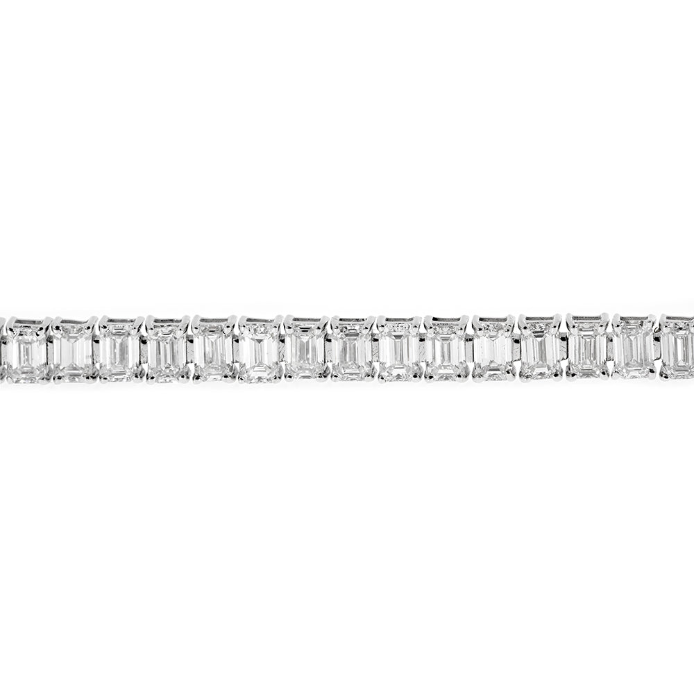 Tennis Bracelet, Diamond Bracelet, Emerald Fancy Cut 6.12Ct