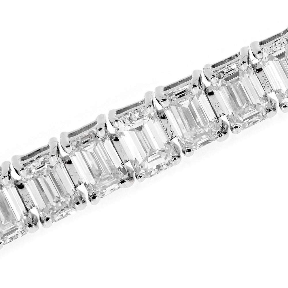 Tennis Bracelet, Diamond Bracelet, Emerald Fancy Cut 6.12Ct