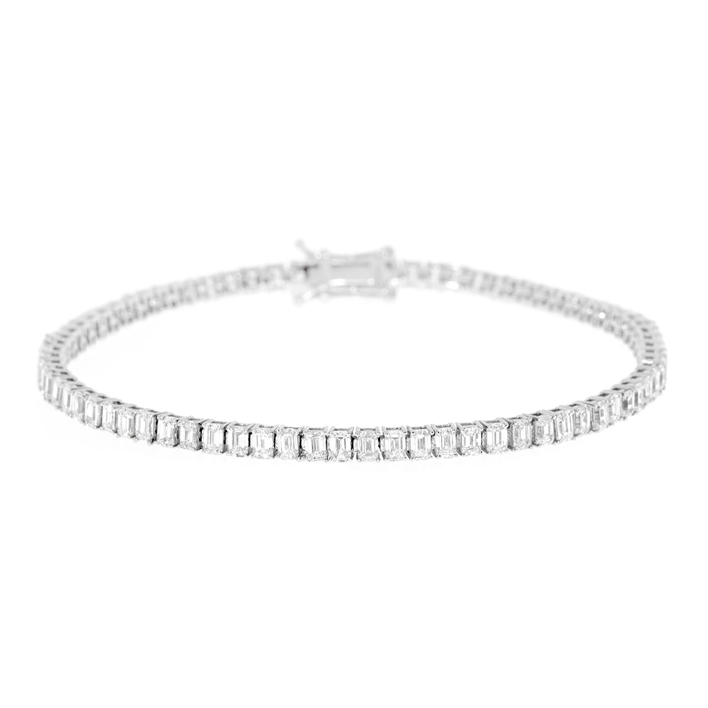 Tennis Bracelet, Diamond Bracelet, Emmerald Fancy Cut 4.52Ct