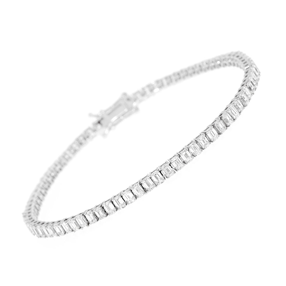 Tennis Bracelet, Diamond Bracelet, Emmerald Fancy Cut 4.52Ct