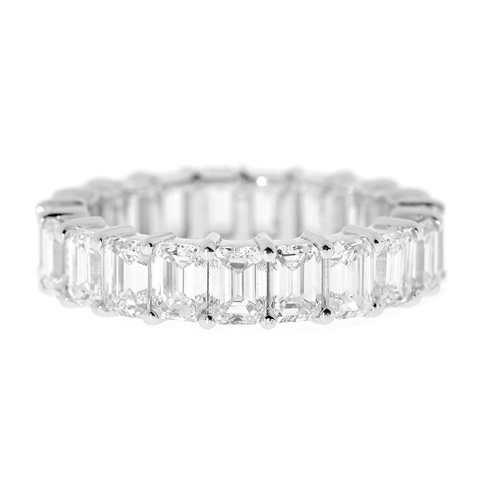 Eternity Ring, Diamond Ring, Memory Ring, Emerald Fancy Cut 5.22Ct