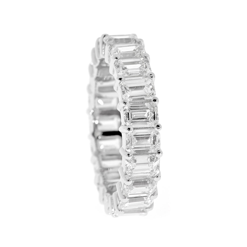 Eternity Ring, Diamond Ring, Memory Ring, Emerald Fancy Cut 5.22Ct