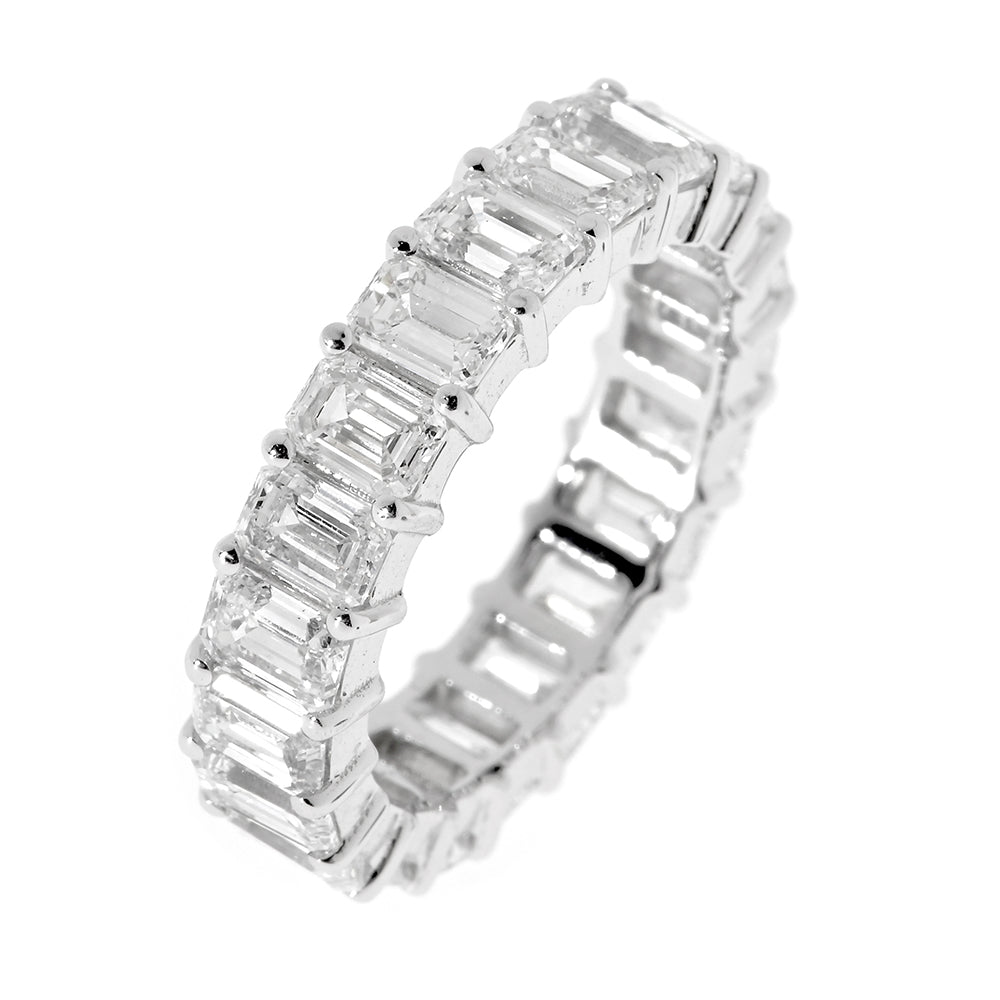 Eternity Ring, Diamond Ring, Memory Ring, Emerald Fancy Cut 5.22Ct