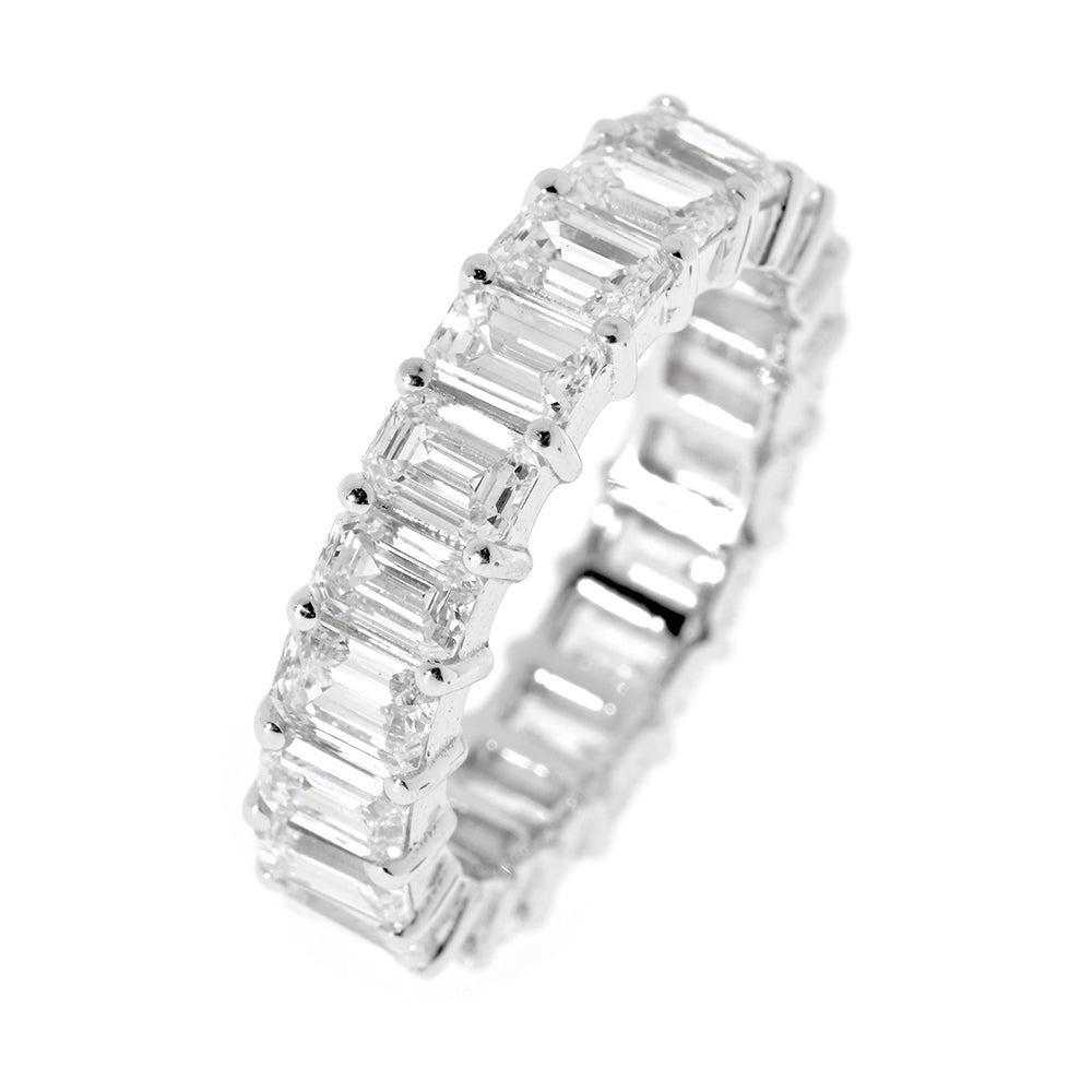 Eternity Ring, Diamond Ring, Memory Ring, Emerald Fancy Cut 5.22Ct