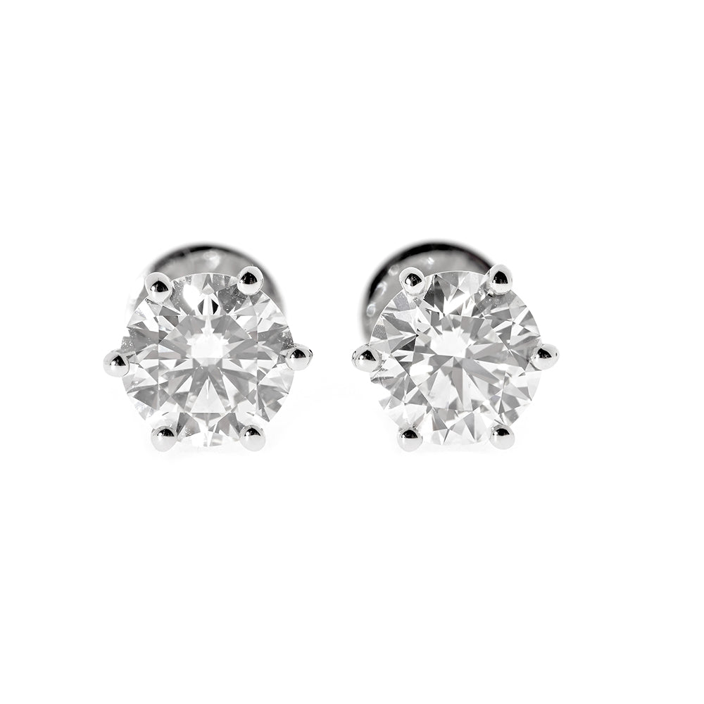 Diamond stud earrings, brilliant cut, 1.02ct total