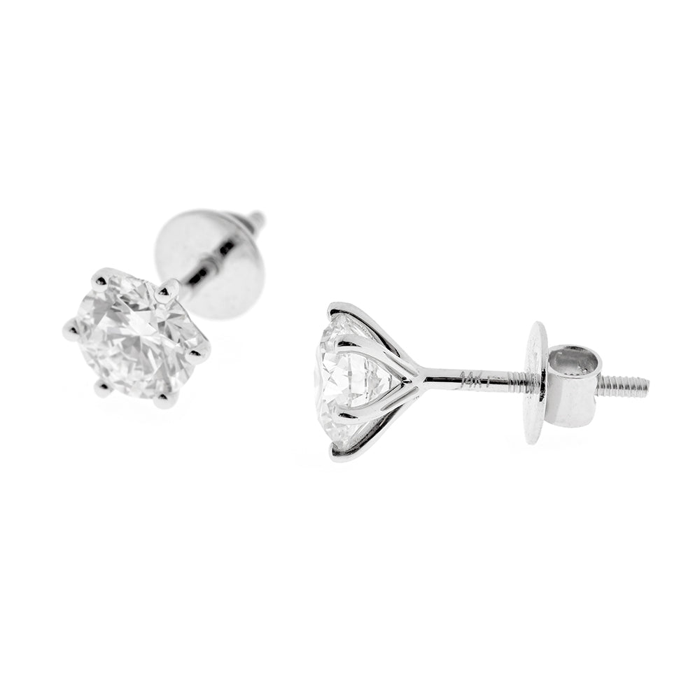 Diamond stud earrings, brilliant cut, 1.02ct total