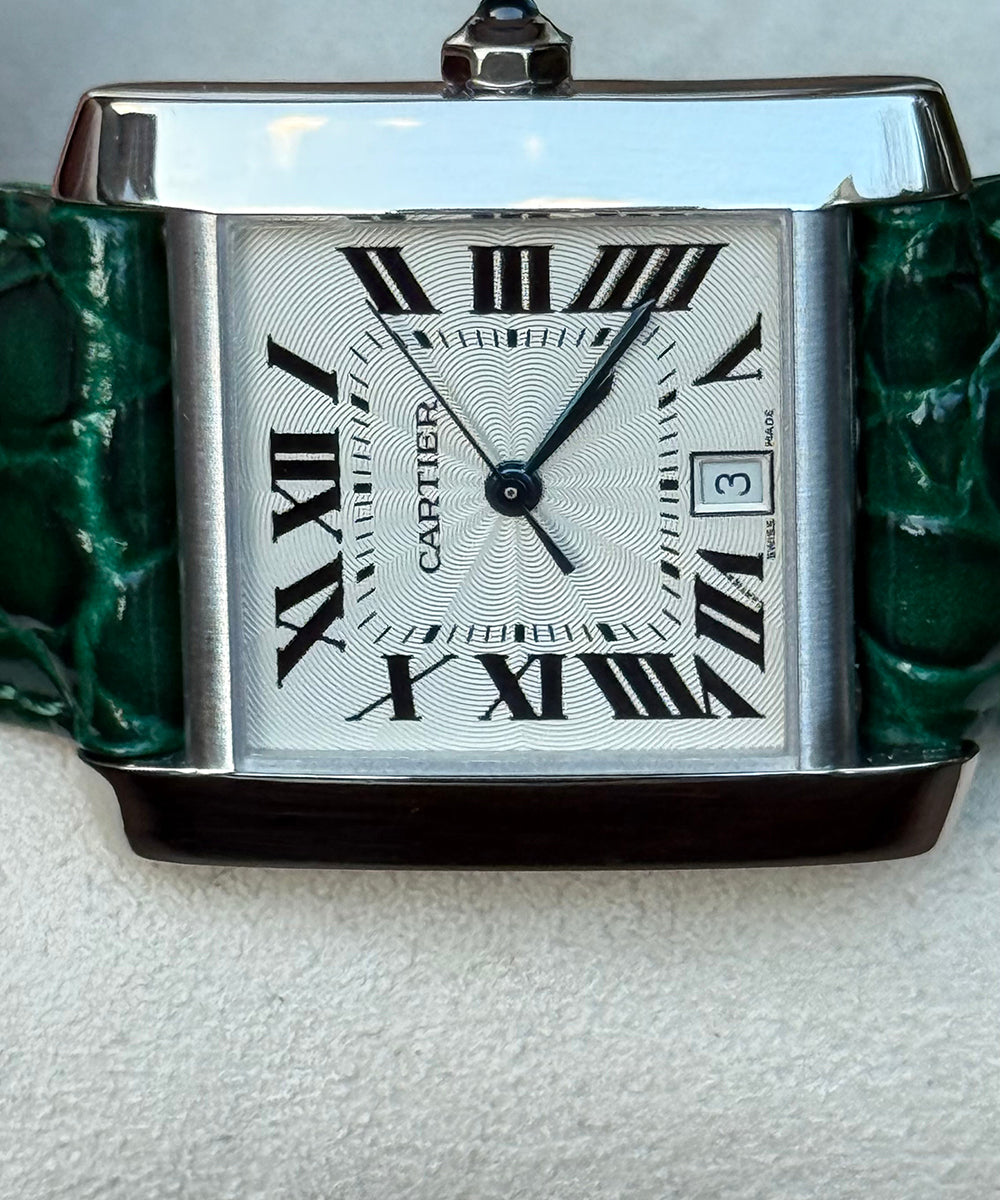 Cartier Tank Française - 18k Top Condition 18kt White gold case + buckle