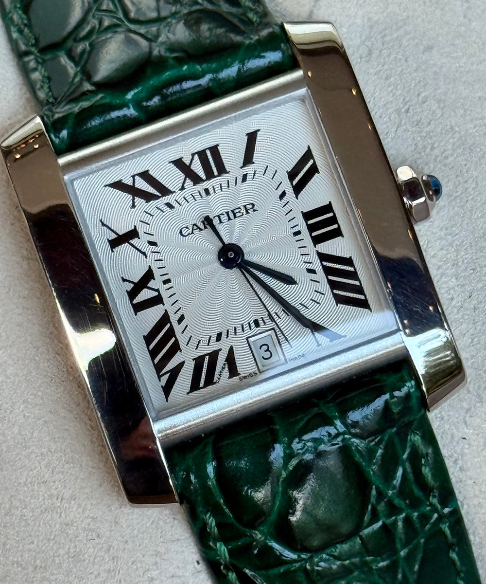 Cartier Tank Française - 18k Top Condition 18kt White gold case + buckle