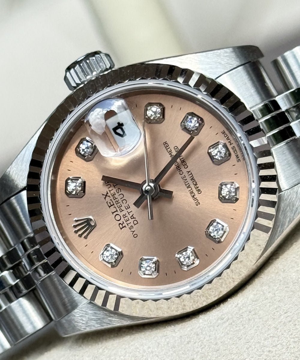 Rolex Lady-Datejust 69174 - Top ! pink diamond dial incl rolex offic service card 2023