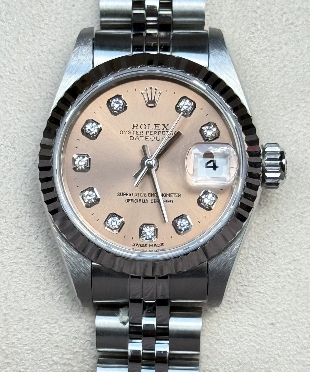 Rolex Lady-Datejust 69174 - Top ! pink diamond dial incl rolex offic service card 2023